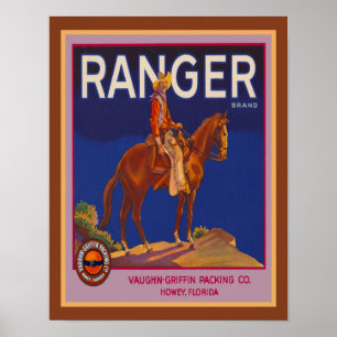 1940's Ranger Brand Orange Advertisement Poster