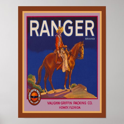 1940s Ranger Brand Orange Advertisement Poster