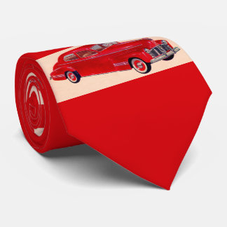 1940s red Pontiac Torpedo print Neck Tie