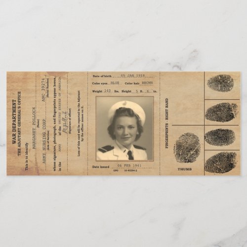 1940s Replica Passport Identification Menu