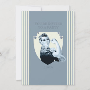 1940s retro patriotic strong woman invitation