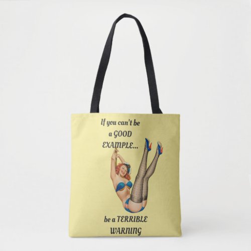 1940s Retro Pin_up Girl Funny Tote Bag yellow