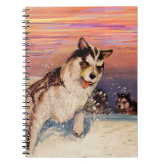 1940s Siberian husky sled dogs doing their thing Notebook