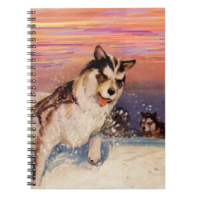1940s Siberian husky sled dogs doing their thing Notebook (Front)