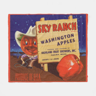 1940s Sky Ranch Washington Apples crate label Fleece Blanket