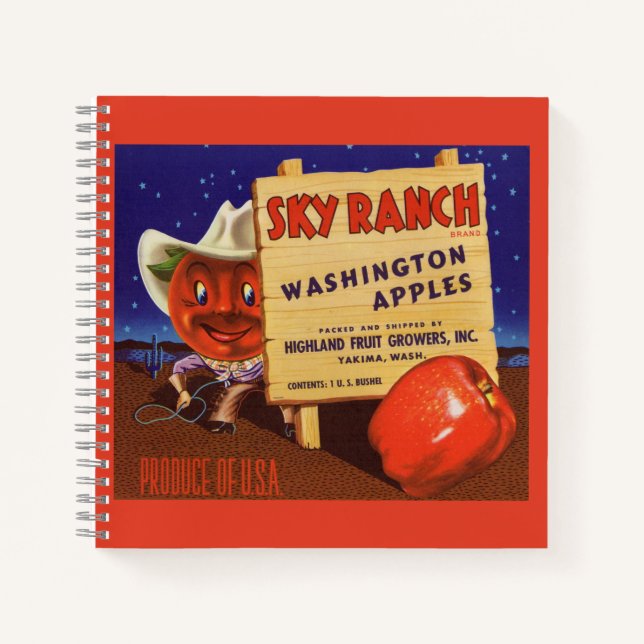 1940s Sky Ranch Washington Apples crate label Notebook (Front)