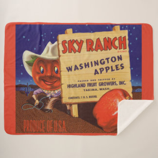 1940s Sky Ranch Washington Apples crate label Sherpa Blanket
