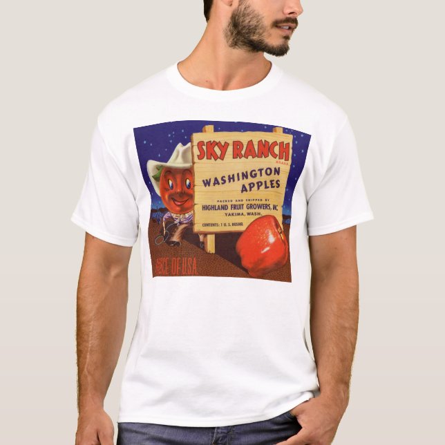 1940s Sky Ranch Washington Apples crate label T-Shirt (Front)
