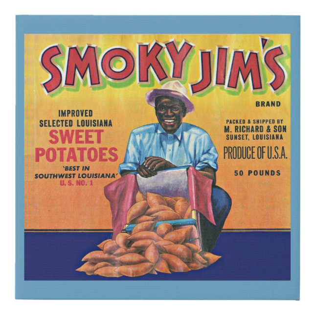 1940s Smoky Jim's sweet potato crate label Faux Canvas Print (Front)