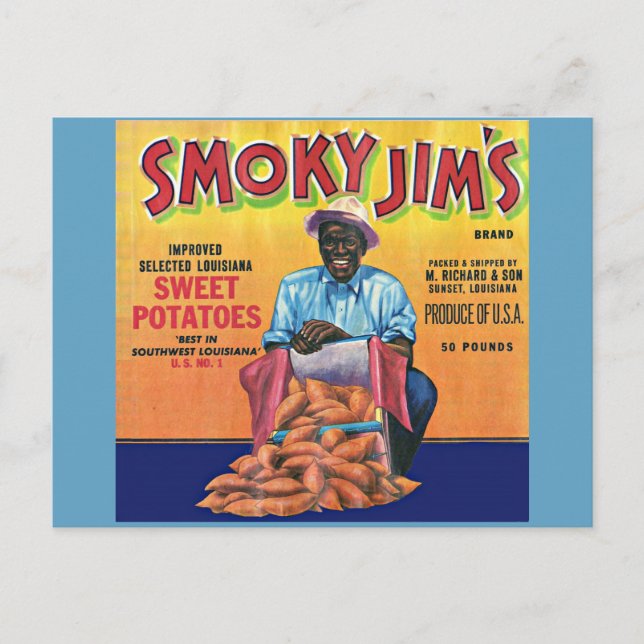 1940s Smoky Jim's sweet potato crate label Postcard (Front)