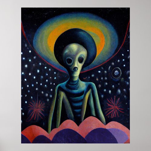 1940s Style Alien With a Halo  Poster