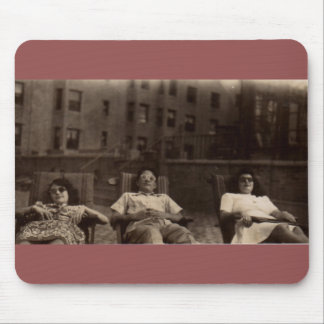 1940s three people relaxing on the roof mouse pad