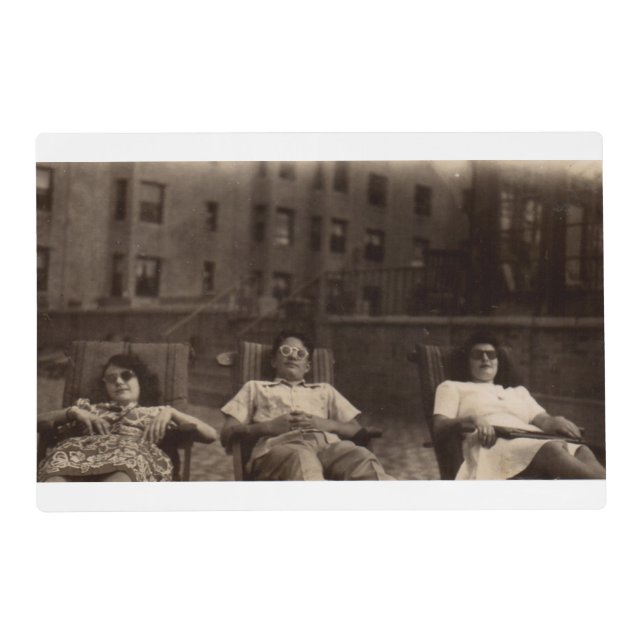 1940s three people relaxing on the roof placemat (Front)