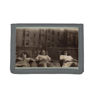 1940s three people relaxing on the roof tri-fold wallet