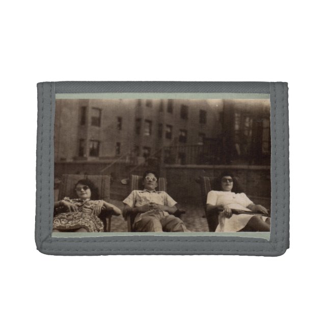 1940s three people relaxing on the roof tri-fold wallet (Front)