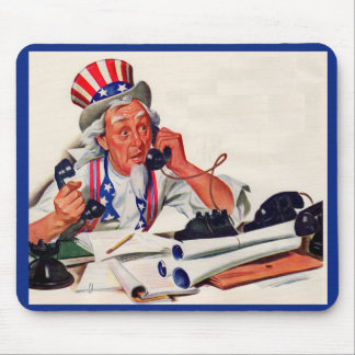 1940s Uncle Sam on the phone Mouse Pad