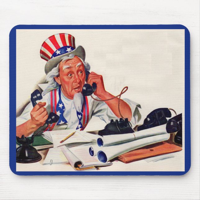 1940s Uncle Sam on the phone Mouse Pad (Front)