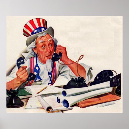 1940s Uncle Sam on the phone Poster