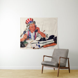 1940s Uncle Sam on the phone Tapestry