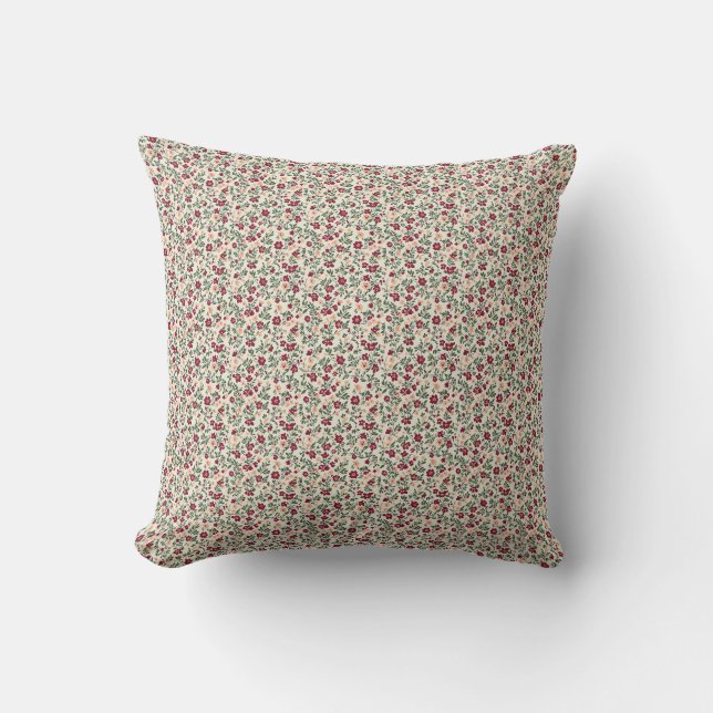 1940s Utility Floral Sprig Pattern Throw Pillow (Front)