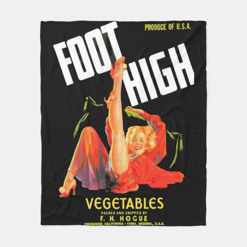 1940s vegetable crate label Foot High vegetables Fleece Blanket