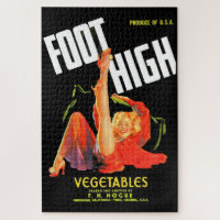 1940s vegetable crate label Foot High vegetables
