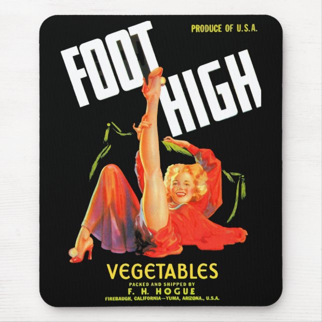 1940s vegetable crate label Foot High vegetables Mouse Pad (Front)