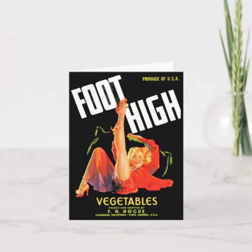 1940s vegetable crate label Foot High vegetables Note Card