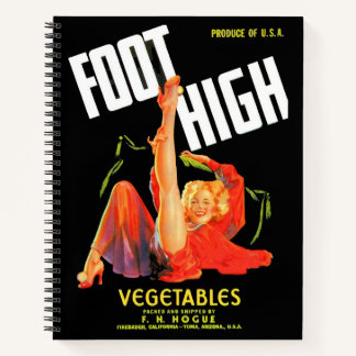 1940s vegetable crate label Foot High vegetables Notebook