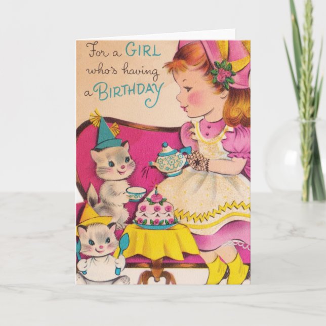 1940s Vintage Birthday Girl Card (Front)