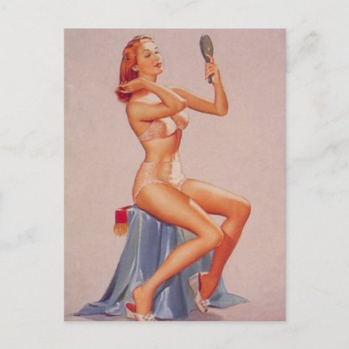 1940s Vintage lovely pin up girl with Postcard