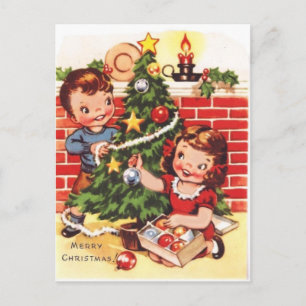1940s Vintage Merry Christmas Holiday Postcard