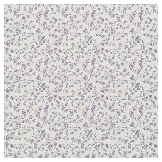 1940s Vintage Thyme & Denim Floral Art Fabric (Close Up)