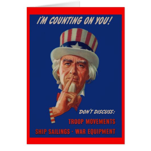 1940s warning from Uncle Sam Cards (Front)