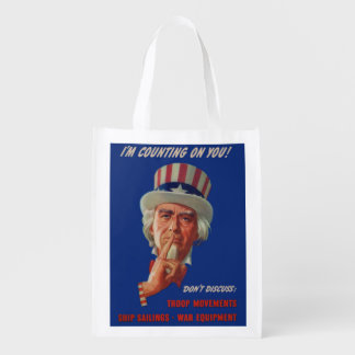 1940s warning from Uncle Sam Reusable Grocery Bag