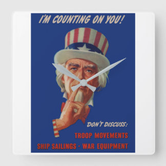 1940s warning from Uncle Sam Square Wall Clock