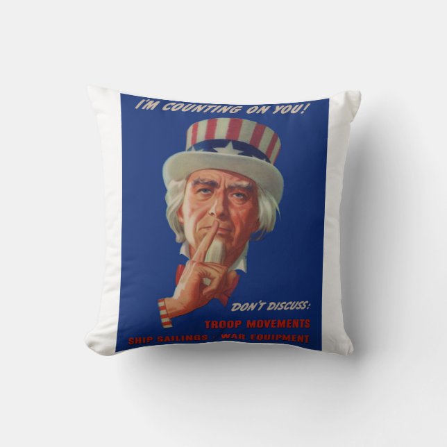 1940s warning from Uncle Sam Throw Pillow (Front)