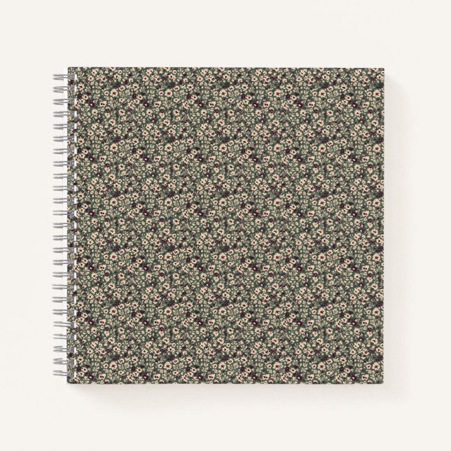 1940s Wartime Floral Sprig Vintage Pattern Notebook (Front)