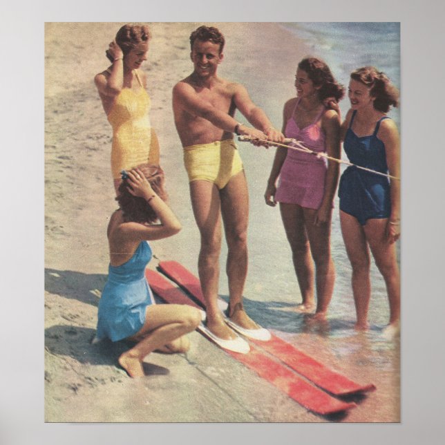 1940s Water Ski Girls in bathing suits Poster (Front)