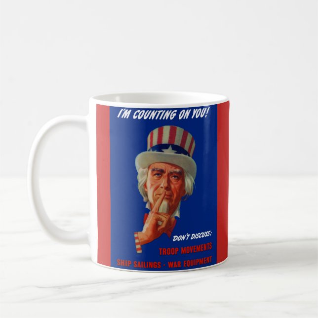 1940s World War II warning from Uncle Sam Coffee Mug (Left)