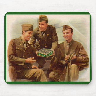 1940s WWII ad soldiers with candy from home Mouse Pad