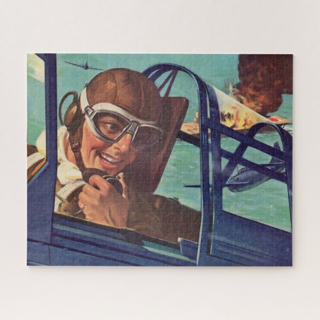 1940s WWII dogfight in the air Jigsaw Puzzle (Horizontal)