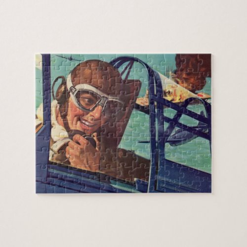 1940s WWII dogfight in the air Jigsaw Puzzle