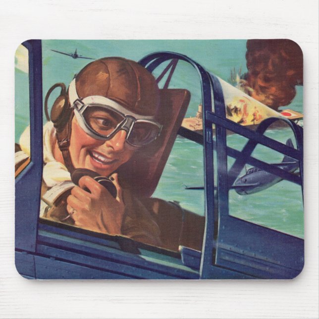 1940s WWII dogfight in the air Mouse Pad (Front)