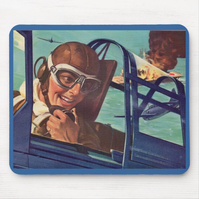 1940s WWII dogfight in the air Mouse Pad (Front)