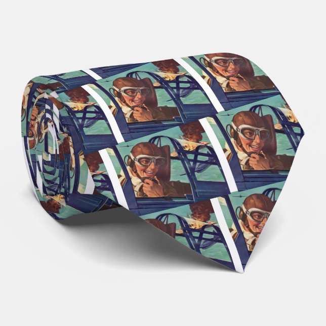 1940s WWII dogfight in the air Neck Tie (Rolled)