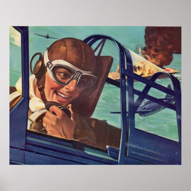 1940s WWII dogfight in the air Poster (Front)