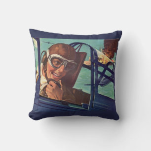 1940s WWII dogfight in the air Throw Pillow