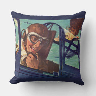 1940s WWII dogfight in the air Throw Pillow