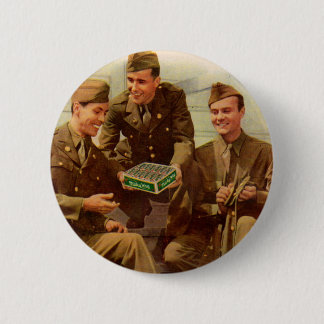 1940s WWII solders with candy from home Pinback Button